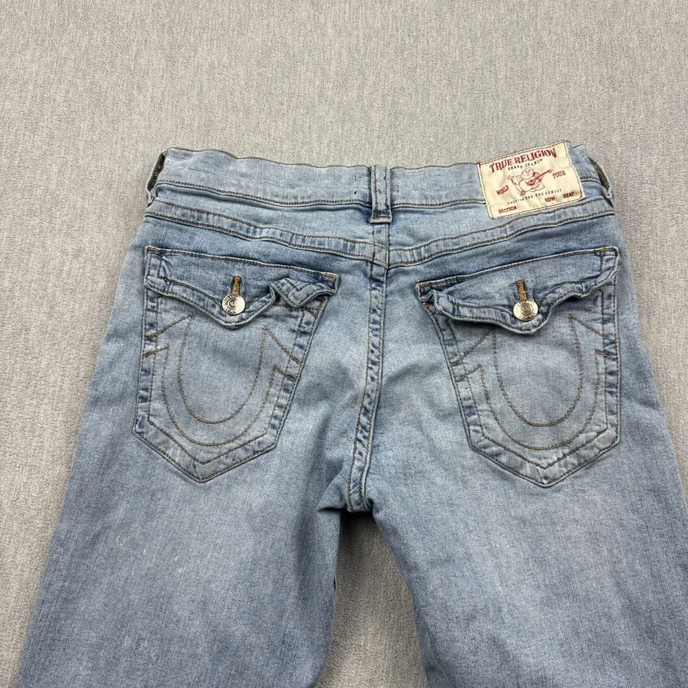 True Religion Jeans Mens 34 Blue Ricky Relaxed Straight Flap Pocket Light Wash